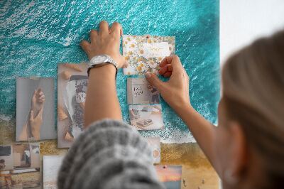 Tablica korkowa z nadrukiem Plaża z falami i śladami stóp