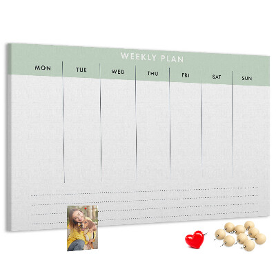 Tablica korkowa ozdobna Plan tygodniowy z przejrzystymi sekcjami
