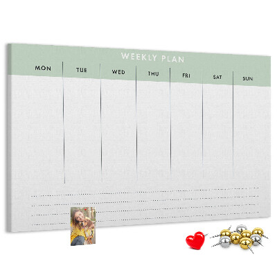 Tablica korkowa ozdobna Plan tygodniowy z przejrzystymi sekcjami