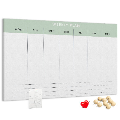 Tablica korkowa ozdobna Plan tygodniowy z przejrzystymi sekcjami