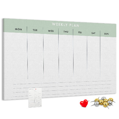 Tablica korkowa ozdobna Plan tygodniowy z przejrzystymi sekcjami