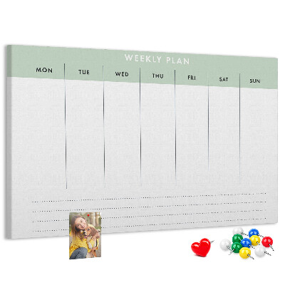 Tablica korkowa ozdobna Plan tygodniowy z przejrzystymi sekcjami