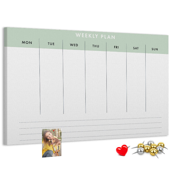 Tablica korkowa ozdobna Plan tygodniowy z przejrzystymi sekcjami