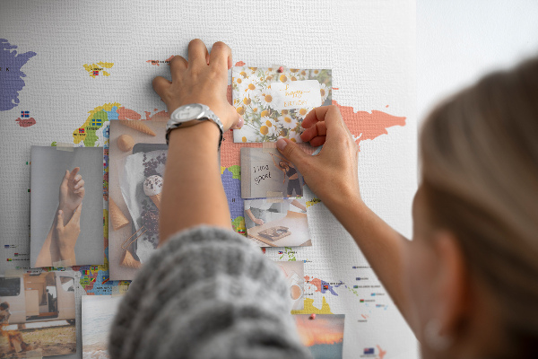 Tablica korkowa ozdobna Mapy świata z oznaczonymi krajami