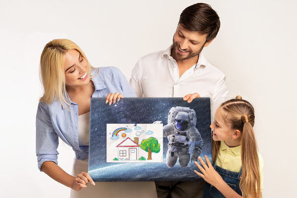 Tablica korkowa Astronauta w kosmicznej przestrzeni gwiazdowej