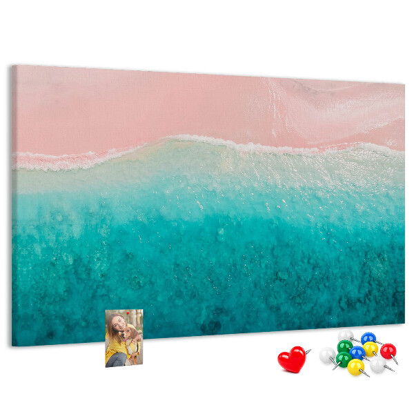 Tablica korkowa ozdobna Fale oceanu na różowym tle