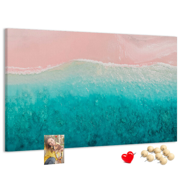 Tablica korkowa ozdobna Fale oceanu na różowym tle