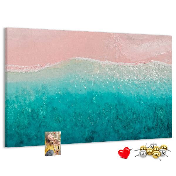 Tablica korkowa ozdobna Fale oceanu na różowym tle