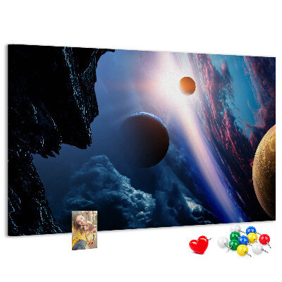 Tablica korkowa Kosmiczny krajobraz z planetami i chmurami