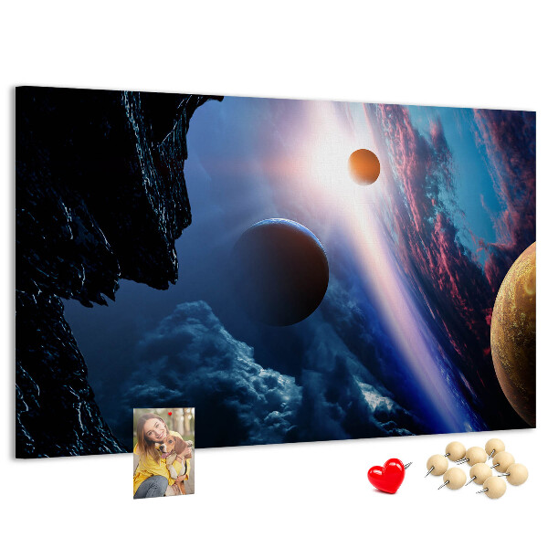 Tablica korkowa Kosmiczny krajobraz z planetami i chmurami