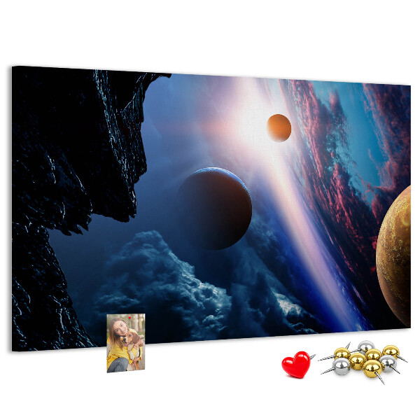 Tablica korkowa Kosmiczny krajobraz z planetami i chmurami