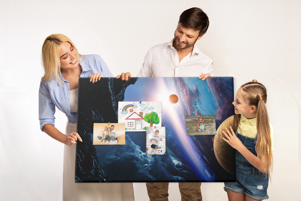 Tablica korkowa Kosmiczny krajobraz z planetami i chmurami