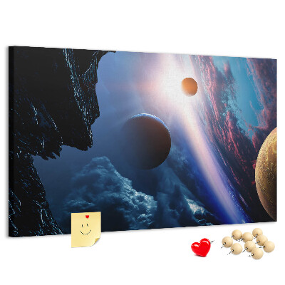 Tablica korkowa Kosmiczny krajobraz z planetami i chmurami