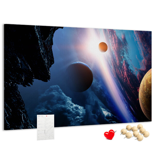 Tablica korkowa Kosmiczny krajobraz z planetami i chmurami