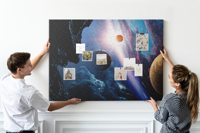 Tablica korkowa Kosmiczny krajobraz z planetami i chmurami