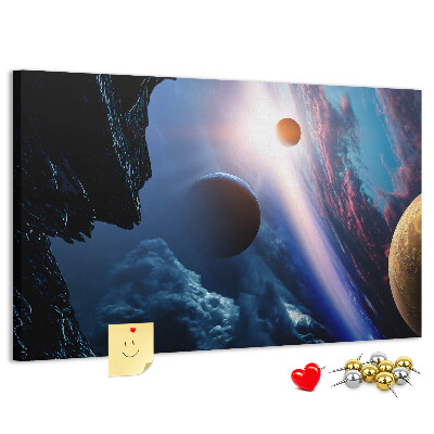 Tablica korkowa Kosmiczny krajobraz z planetami i chmurami