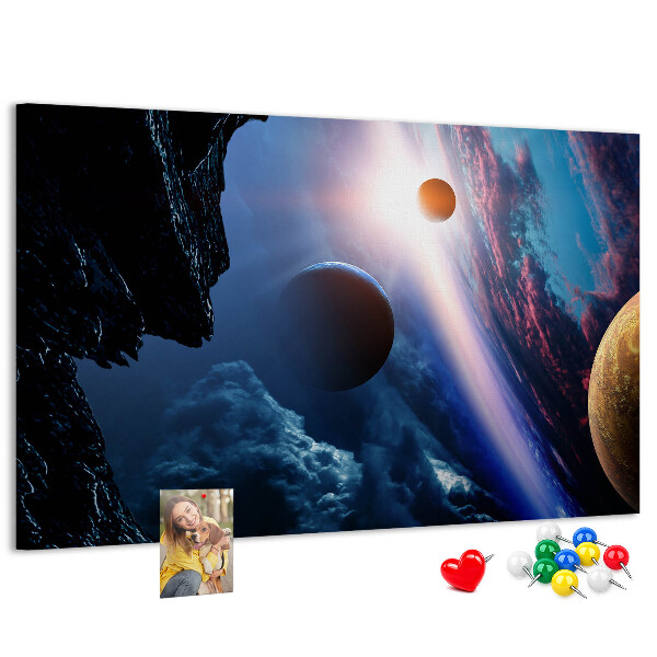 Tablica korkowa Kosmiczny krajobraz z planetami i chmurami