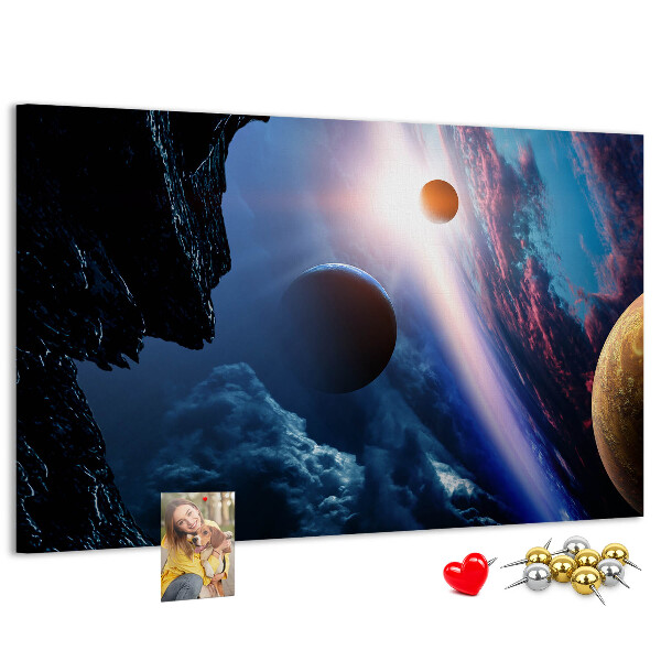 Tablica korkowa Kosmiczny krajobraz z planetami i chmurami