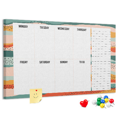 Tablica korkowa z nadrukiem Kolorowy planner z tygodniowym układem dni
