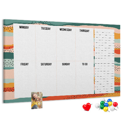 Tablica korkowa z nadrukiem Kolorowy planner z tygodniowym układem dni
