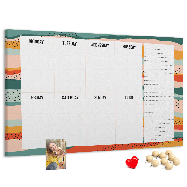 Tablica korkowa z nadrukiem Kolorowy planner z tygodniowym układem dni
