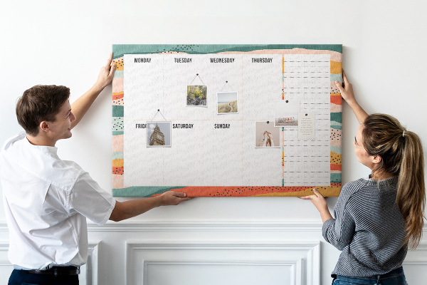 Tablica korkowa z nadrukiem Kolorowy planner z tygodniowym układem dni