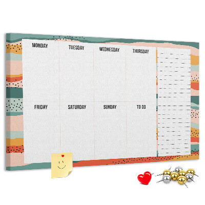 Tablica korkowa z nadrukiem Kolorowy planner z tygodniowym układem dni