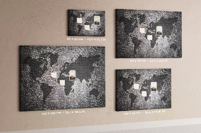 Tablica korkowa ozdobna Mapa świata w odcieniach szarości.