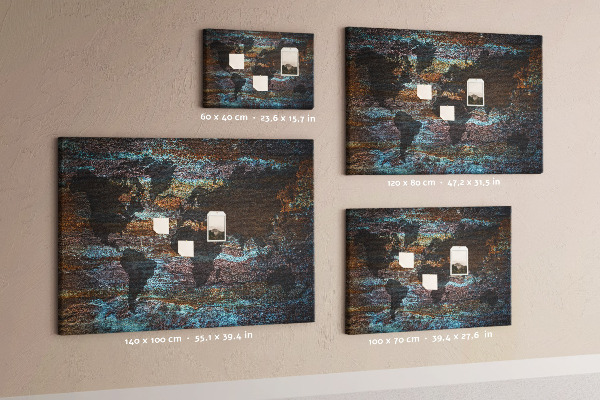 Tablica korkowa Mapa świata na tle rustykalnym