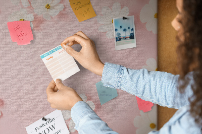 Tablica korkowa ozdobna Kwiatowy wzór na różowym tle