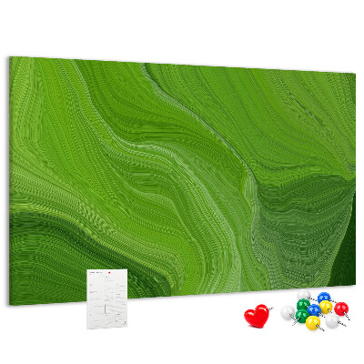 Tablica korkowa z nadrukiem Zielone fale z delikatnymi liniami.