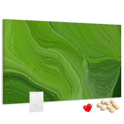 Tablica korkowa z nadrukiem Zielone fale z delikatnymi liniami.