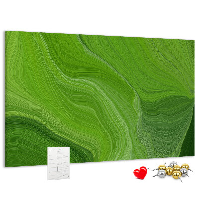 Tablica korkowa z nadrukiem Zielone fale z delikatnymi liniami.