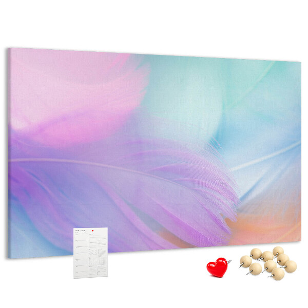 Tablica korkowa Delikatne pióra w pastelowych odcieniach