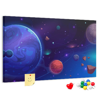 Tablica korkowa ozdobna Kosmiczny krajobraz z planetami i asteroidy