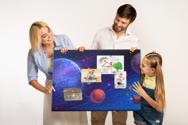 Tablica korkowa ozdobna Kosmiczny krajobraz z planetami i asteroidy