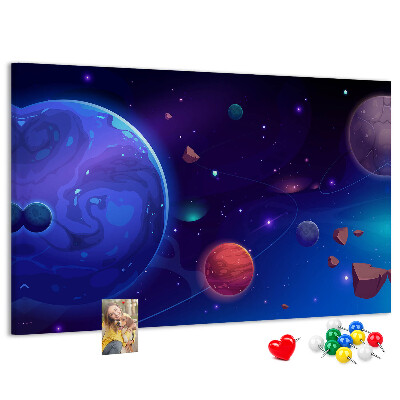 Tablica korkowa ozdobna Kosmiczny krajobraz z planetami i asteroidy