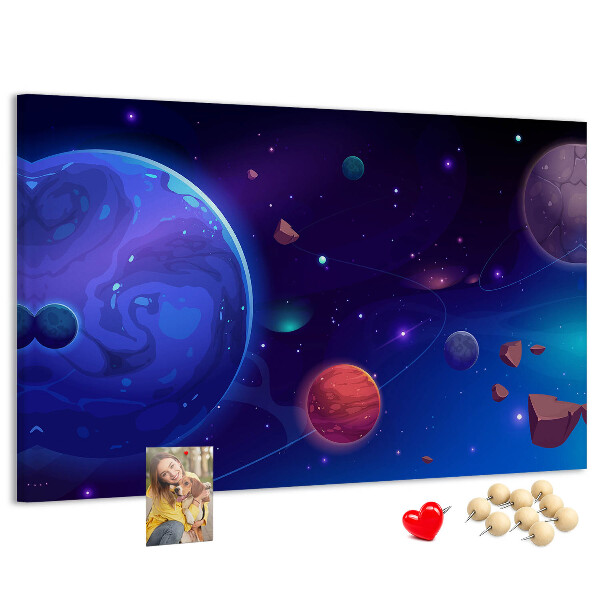 Tablica korkowa ozdobna Kosmiczny krajobraz z planetami i asteroidy