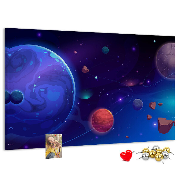 Tablica korkowa ozdobna Kosmiczny krajobraz z planetami i asteroidy