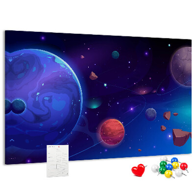 Tablica korkowa ozdobna Kosmiczny krajobraz z planetami i asteroidy