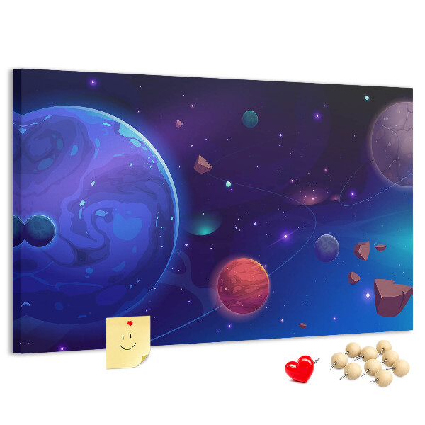 Tablica korkowa ozdobna Kosmiczny krajobraz z planetami i asteroidy