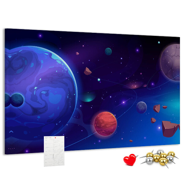 Tablica korkowa ozdobna Kosmiczny krajobraz z planetami i asteroidy