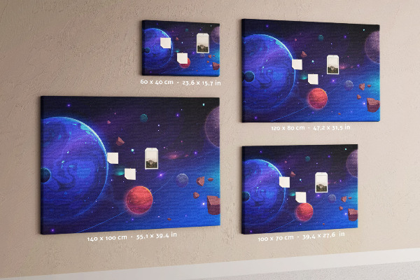 Tablica korkowa ozdobna Kosmiczny krajobraz z planetami i asteroidy