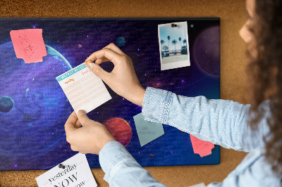 Tablica korkowa ozdobna Kosmiczny krajobraz z planetami i asteroidy