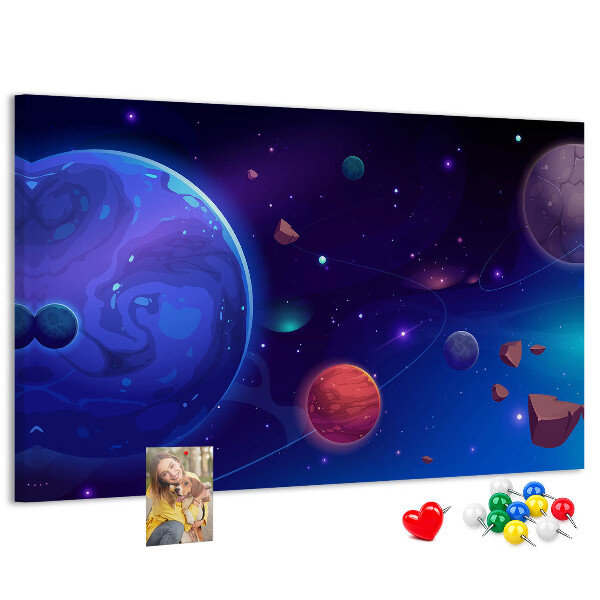 Tablica korkowa ozdobna Kosmiczny krajobraz z planetami i asteroidy