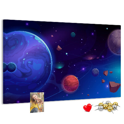 Tablica korkowa ozdobna Kosmiczny krajobraz z planetami i asteroidy