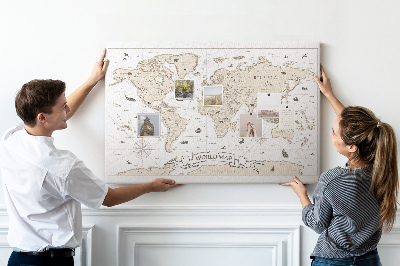 Tablica korkowa z nadrukiem Starożytna mapa świata z detalami geograficznymi