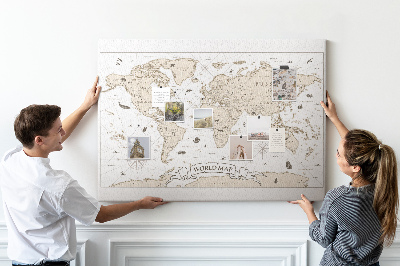 Tablica korkowa z nadrukiem Starożytna mapa świata z detalami geograficznymi