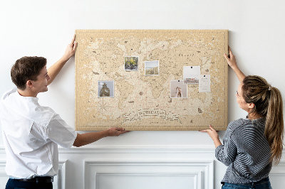 Tablica korkowa Starożytna mapa świata z detalami geograficznymi