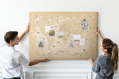 Tablica korkowa Starożytna mapa świata z detalami geograficznymi